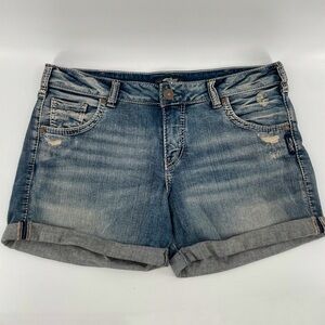 Silver Jeans Sam Shorts Blue Denim Cuffed 35